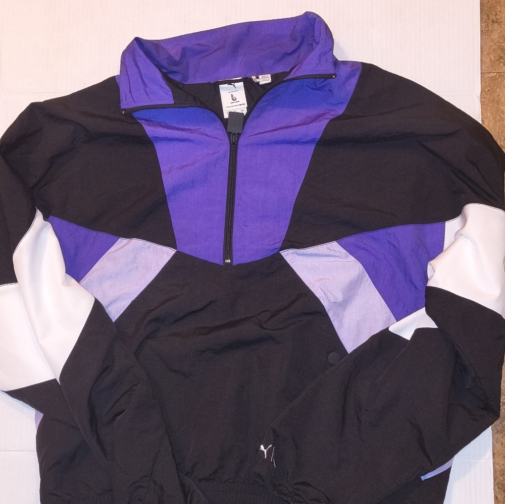 Purple and Black Colorblock Windbreaker